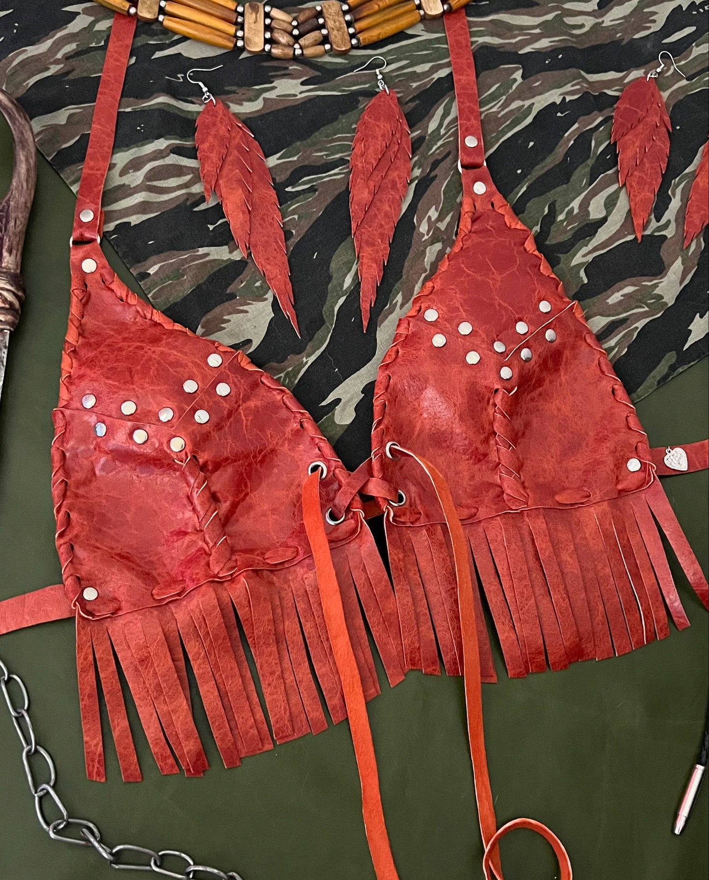Burnt Sienna Fringe Halter