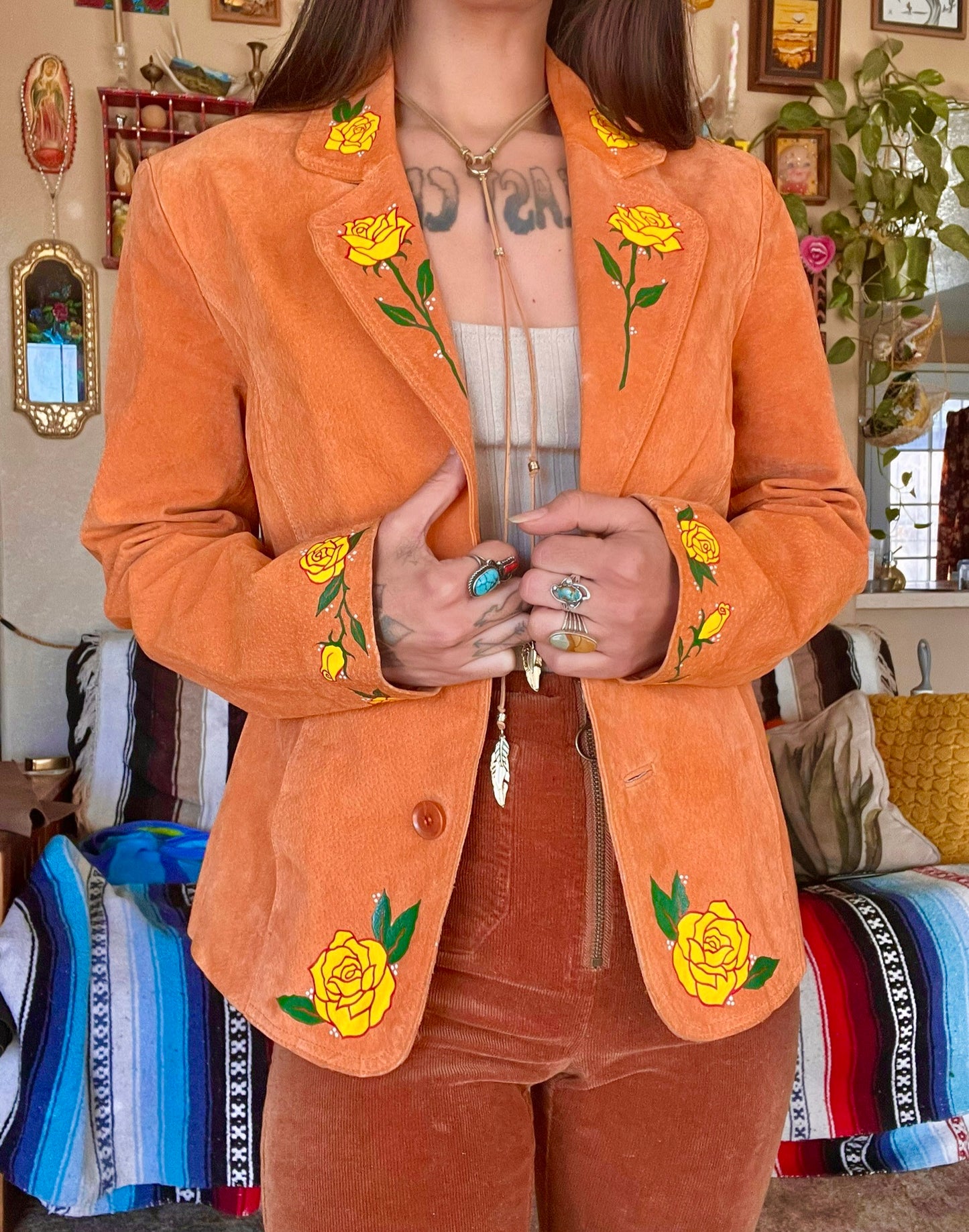 Vintage Painted Suede Jacket