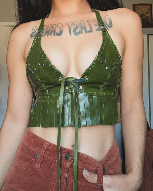 Army Green Fringe Halter