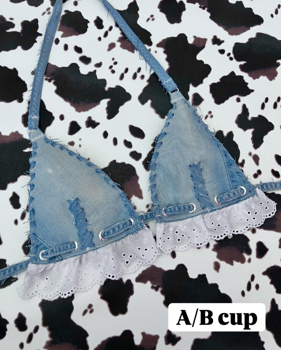 A/B cup Denim Bralette