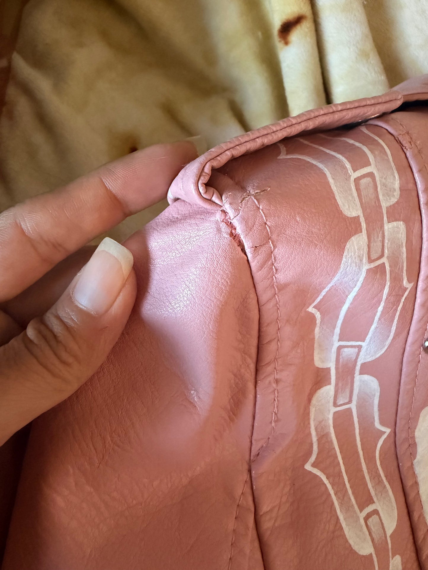 Vintage Distressed Faux Leather Jacket size S