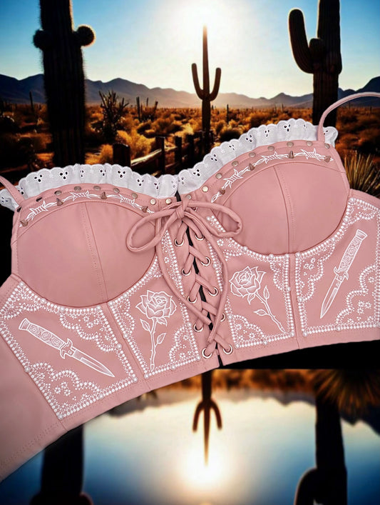 Hand Painted Corset Top S