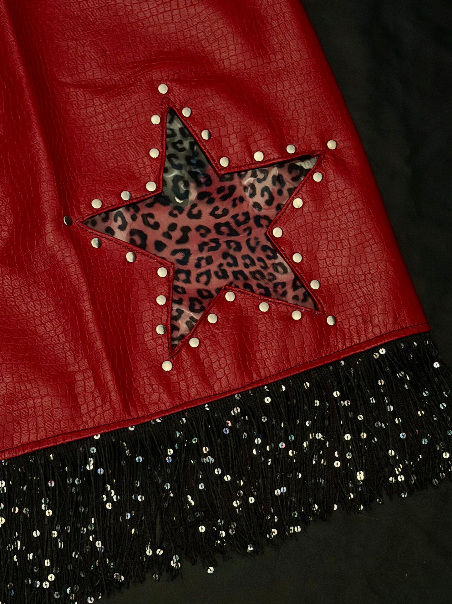 Upcycled Clear Cheetah Star Skirt