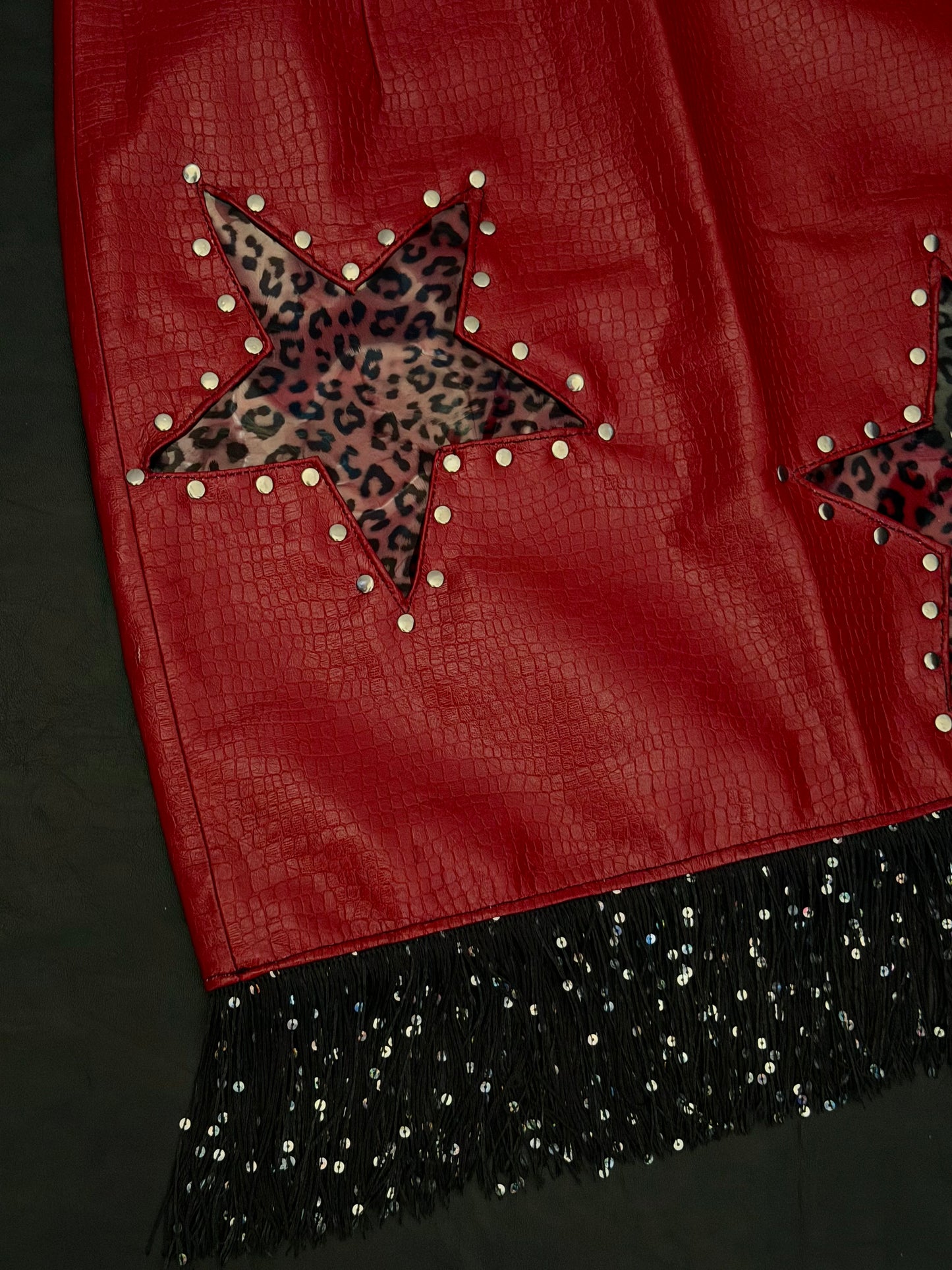 Upcycled Clear Cheetah Star Skirt