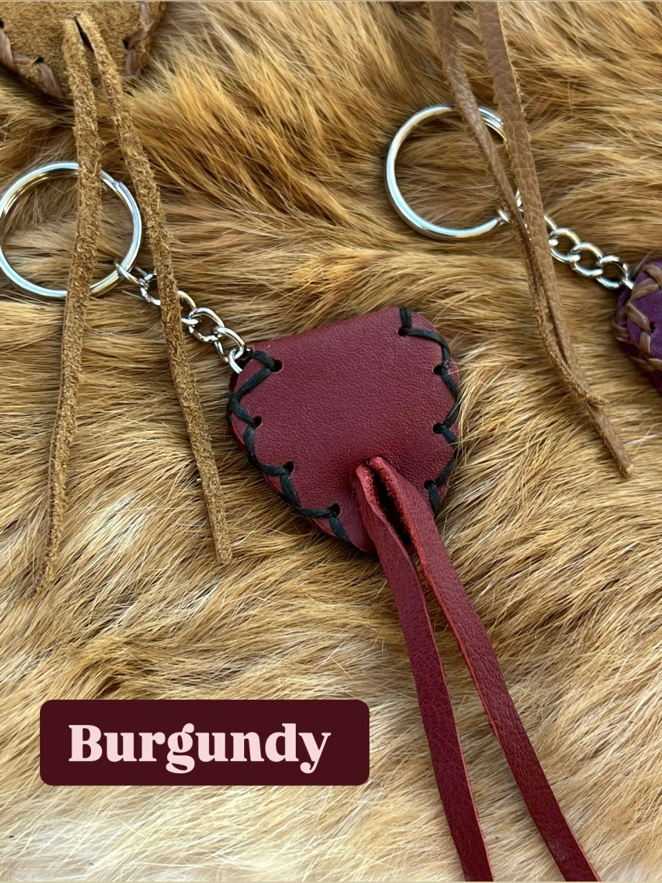 Guitar pick leather keychain