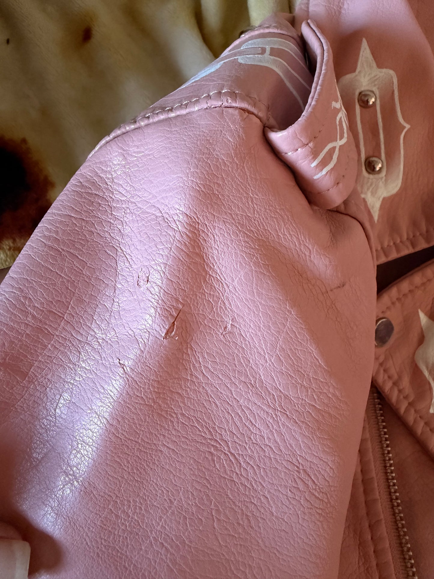 Vintage Distressed Faux Leather Jacket size S