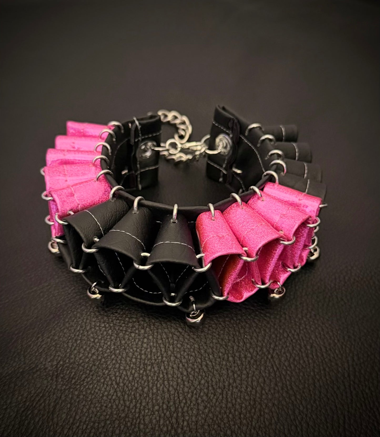 Black & Glitter Pink Clown Collar