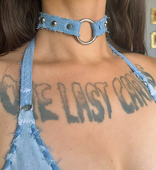 O ring Denim Choker