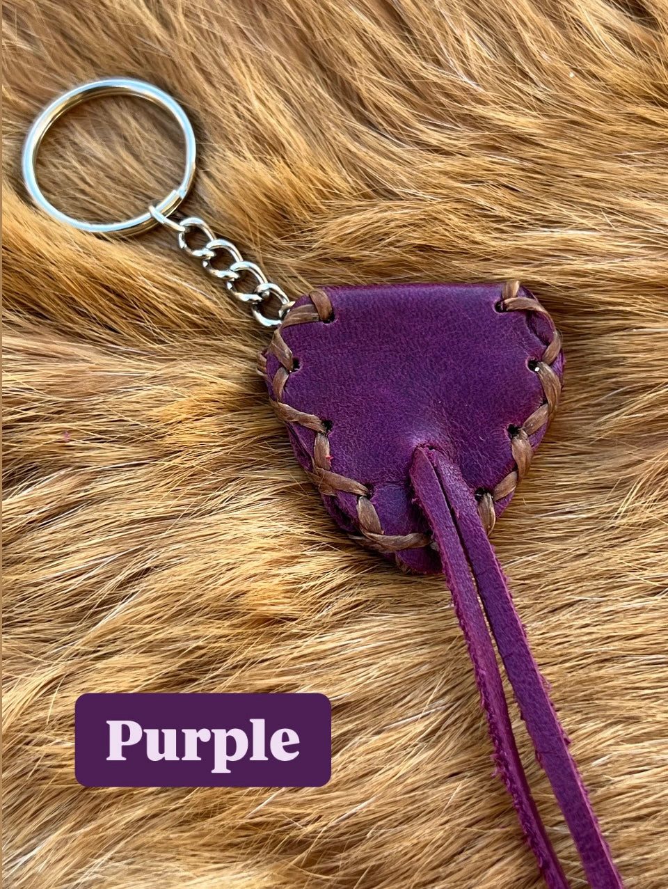 Guitar pick leather keychain