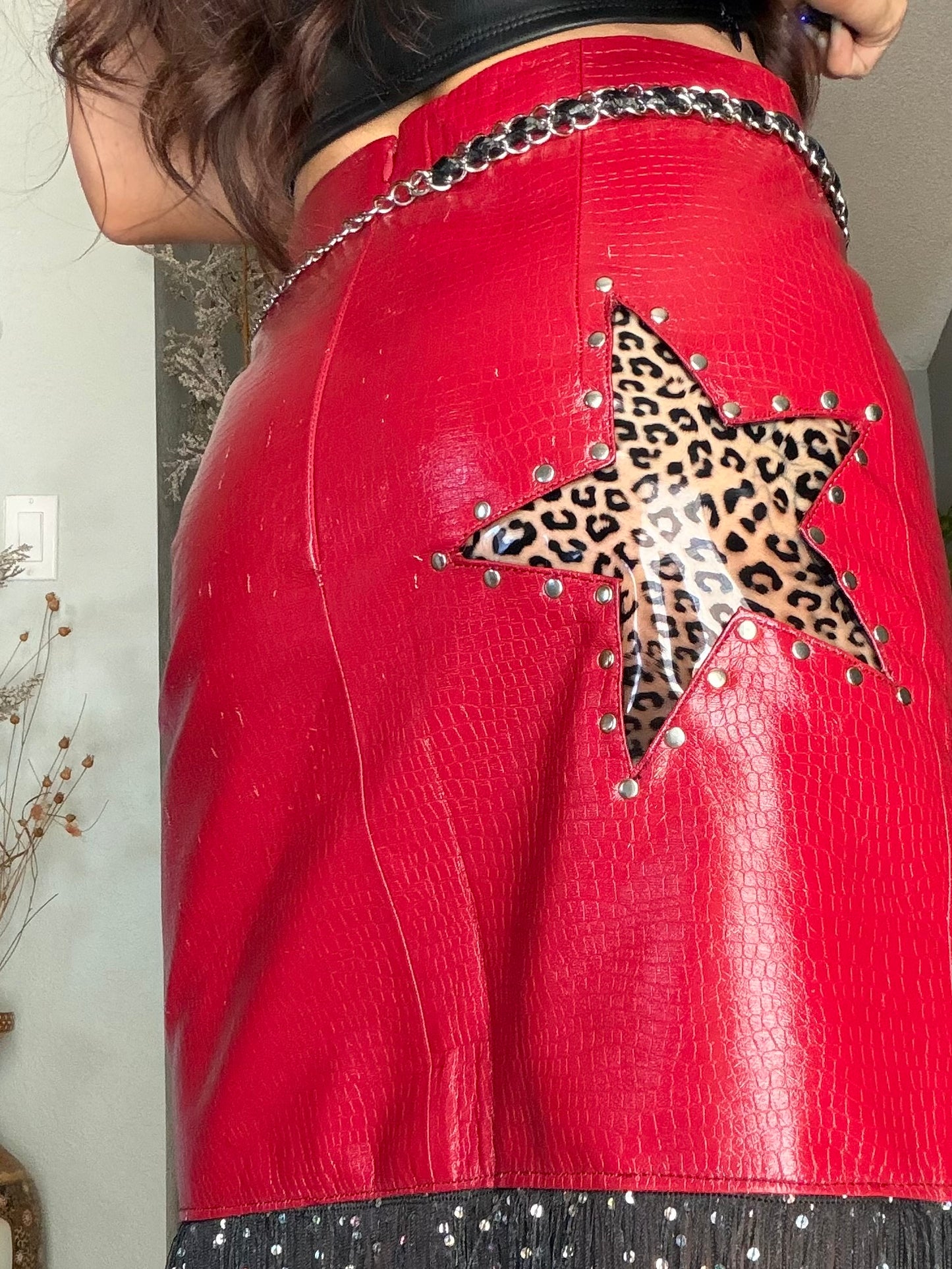 Upcycled Clear Cheetah Star Skirt