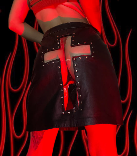 Holy Hell Leather Skirt