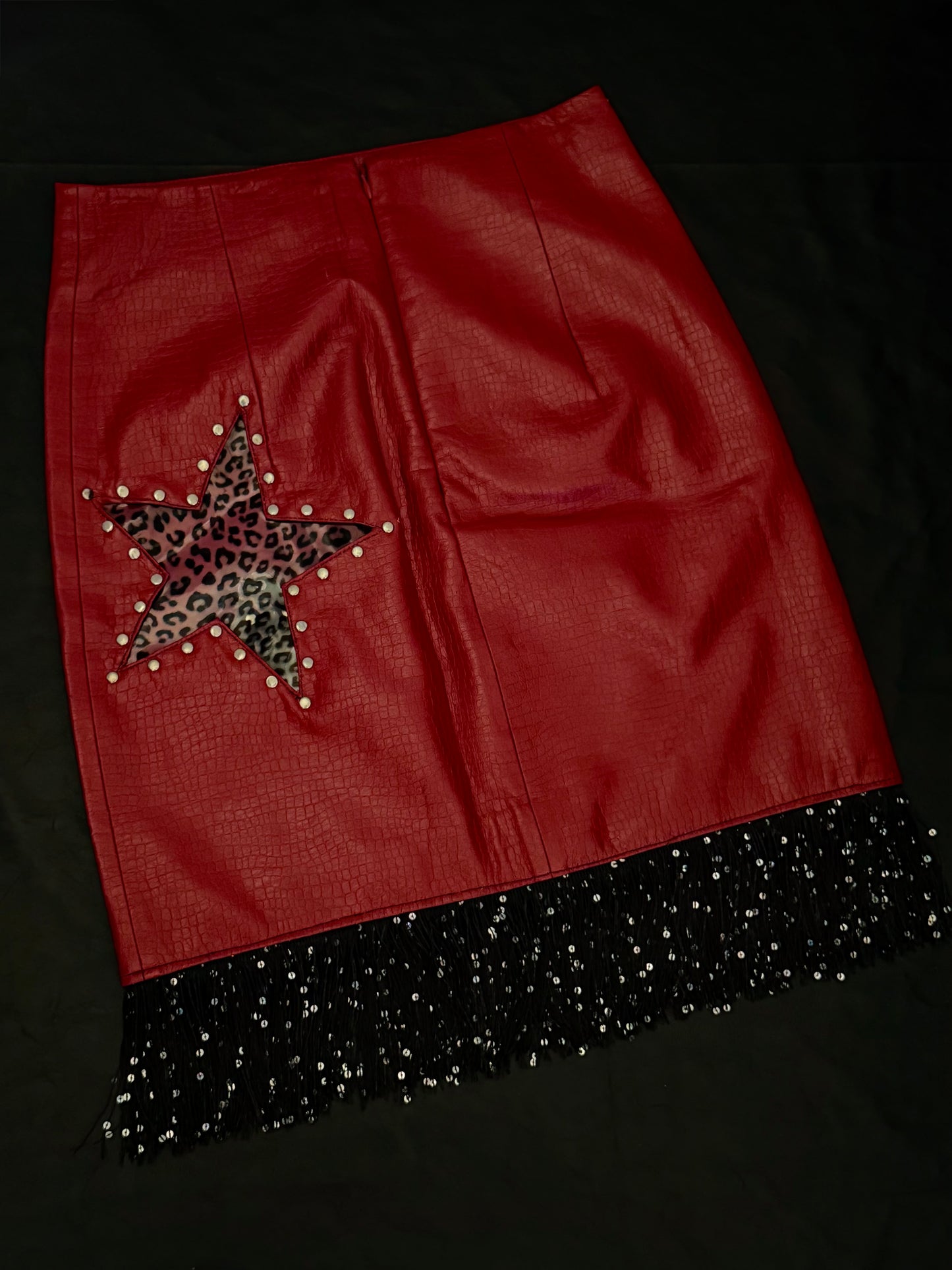 Upcycled Clear Cheetah Star Skirt