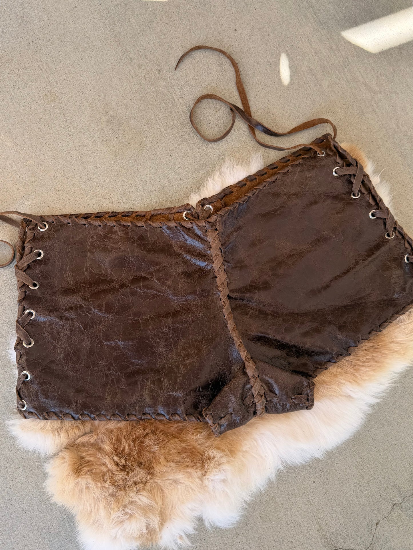 Walnut Brown Leather Hot Pants