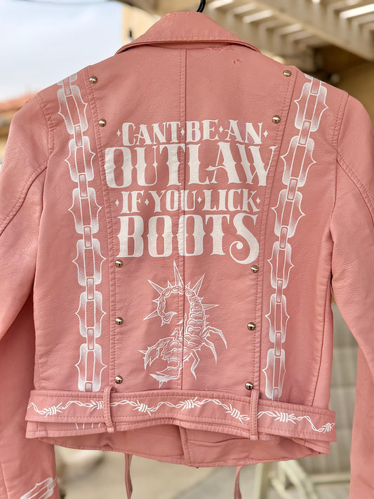 Vintage Distressed Faux Leather Jacket size S