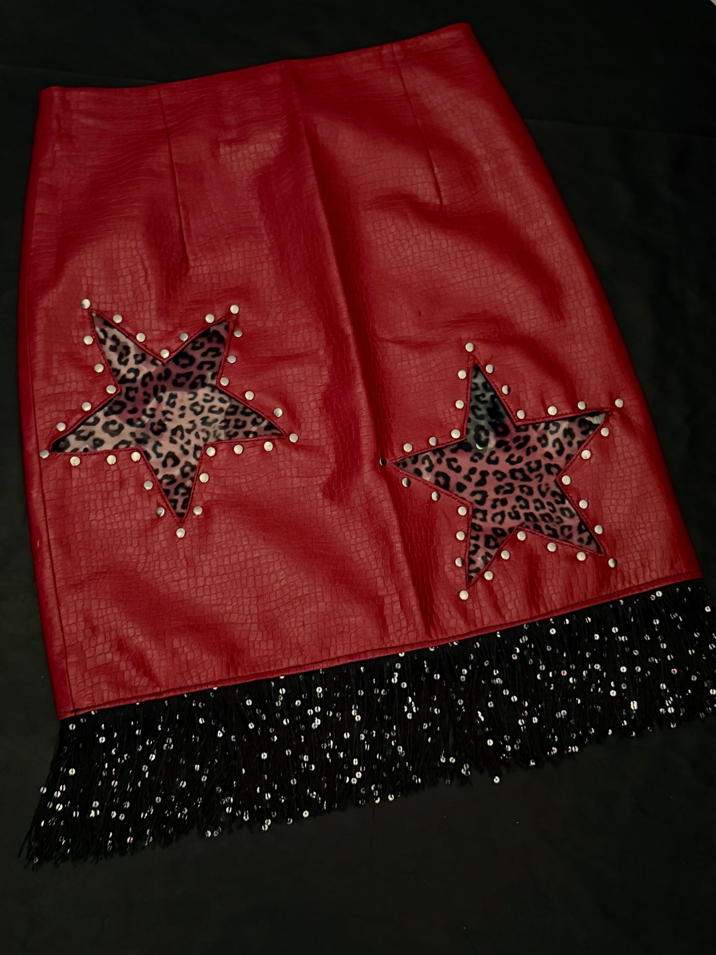 Upcycled Clear Cheetah Star Skirt