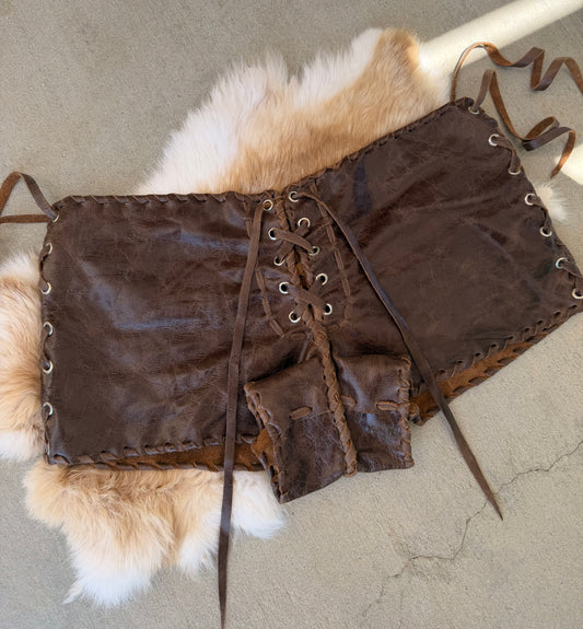 Walnut Brown Leather Hot Pants