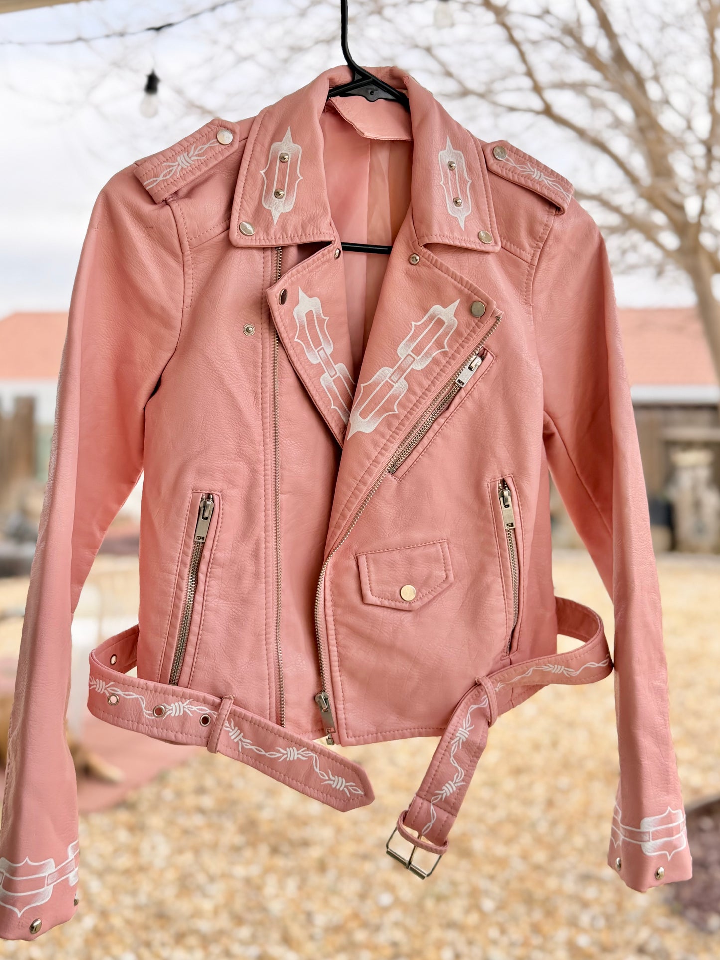 Vintage Distressed Faux Leather Jacket size S