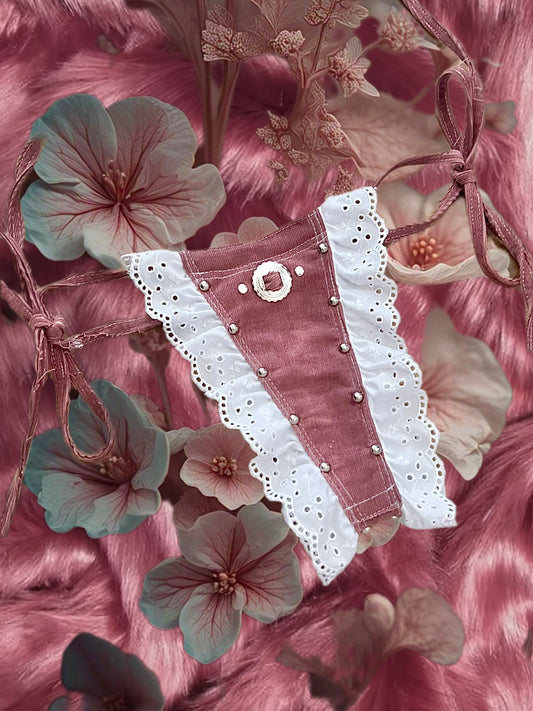 Mauve Corduroy Lace Thong