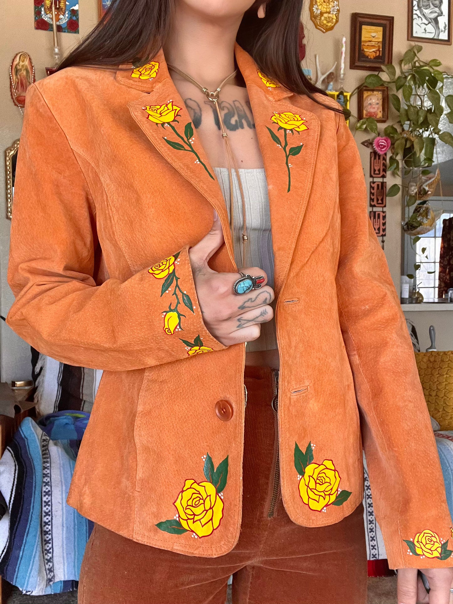 Vintage Painted Suede Jacket