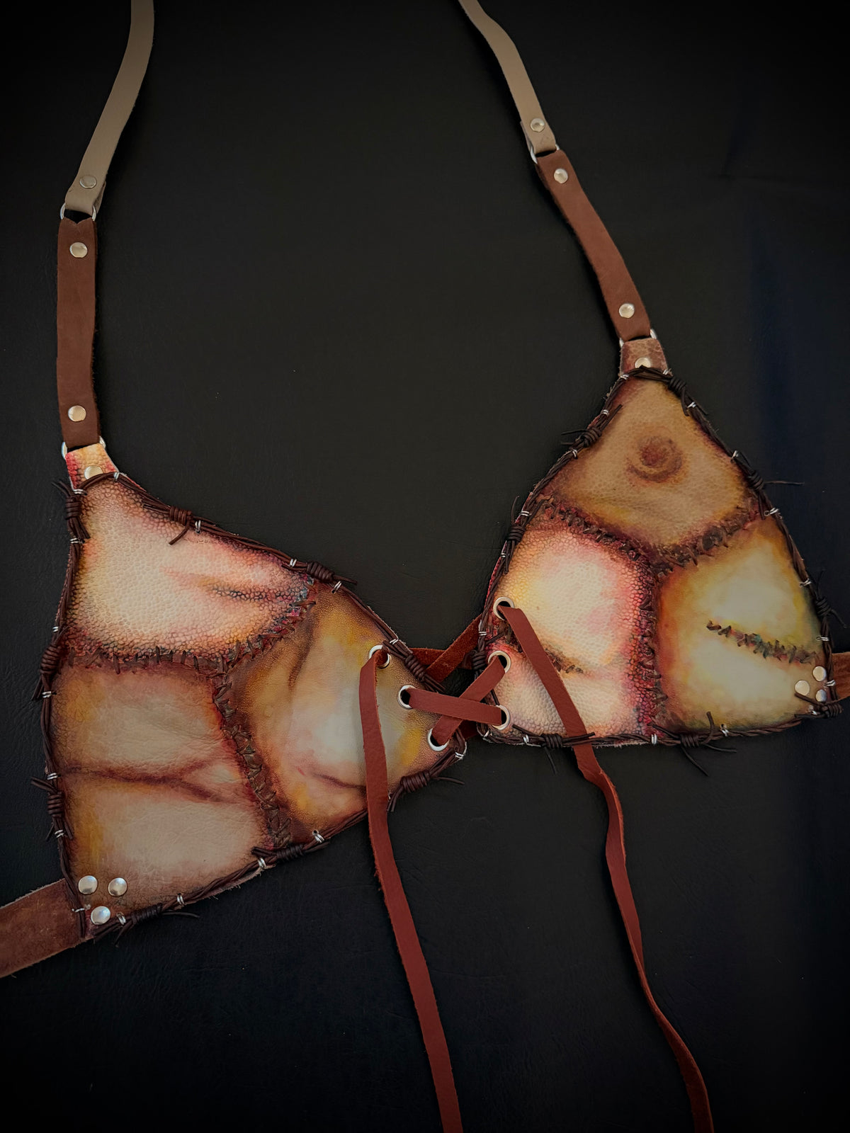 Leather Face Bralette D-cup